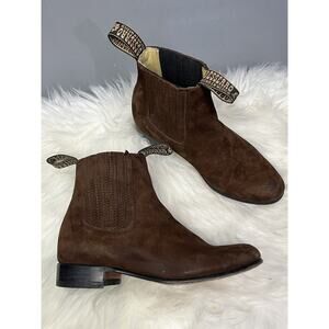 BESSERRO Boot Brown Mens Youth 5.5‎ Suede Leather Cowboy Pull On Boot Mexico 24